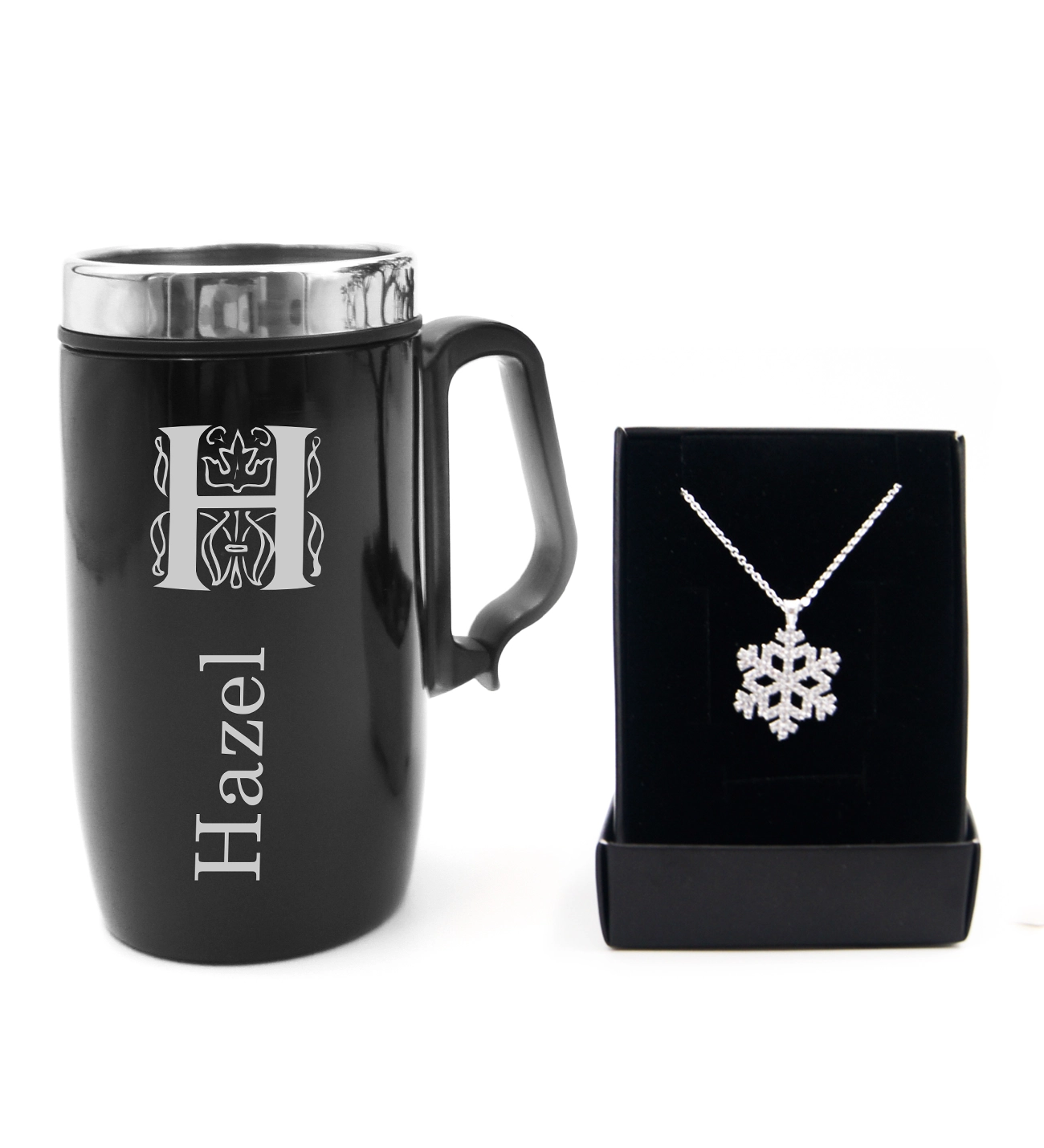 Kişiye Özel Çelik Bardak Termos & Kar Tanesi Kolye