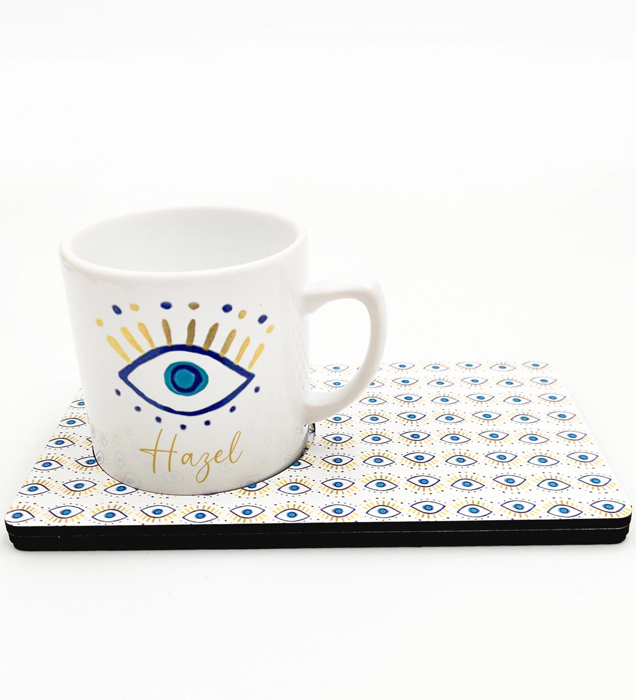 Kişiye Özel Nazar Kahve Fincanı&Nazar Ahşap Altlık&Nazar Kolye&Tütsü Seti