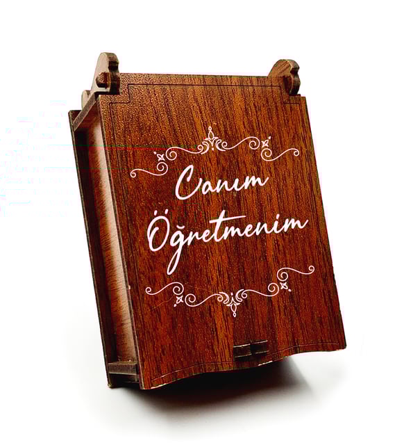 Öğretmenler Gününe Ahşap Kutusu İçerisinde Canım Öğretmenim Tasarımlı Köstekli Saat 