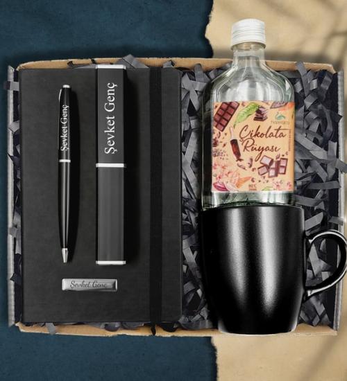 Kişiye Özel Defter&Kutulu Kalem&Çikolata Rüyası Kolonya&Kupa Hediye Seti