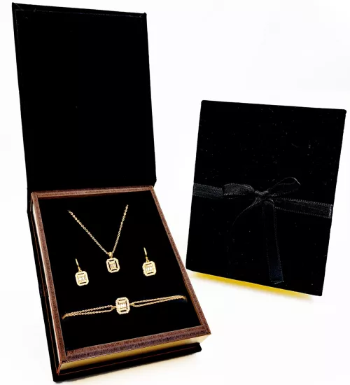 Kadife Özel Kutusunda Gold Renk Baget Seti