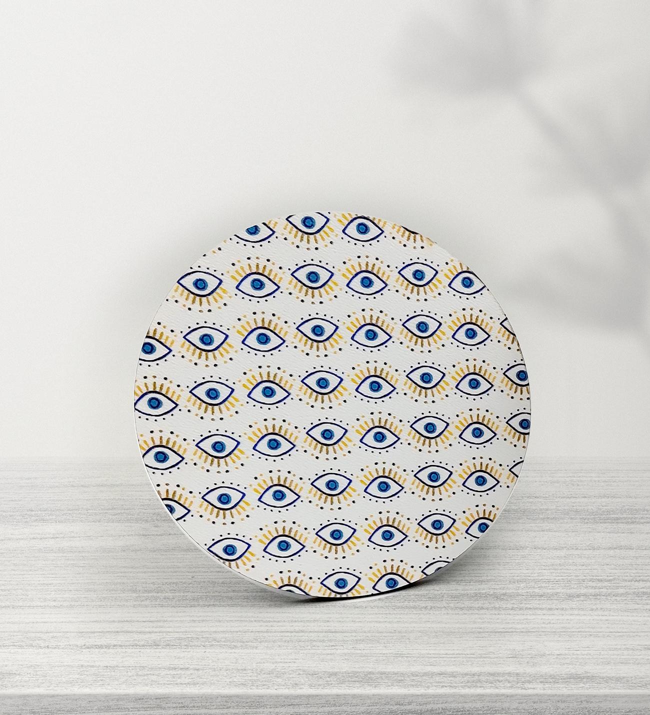 Kişiye Özel Nazar Tasarım T Kupa&Nazar Fular&Nazar Ayna&Kupa Altlığı Hediye Seti